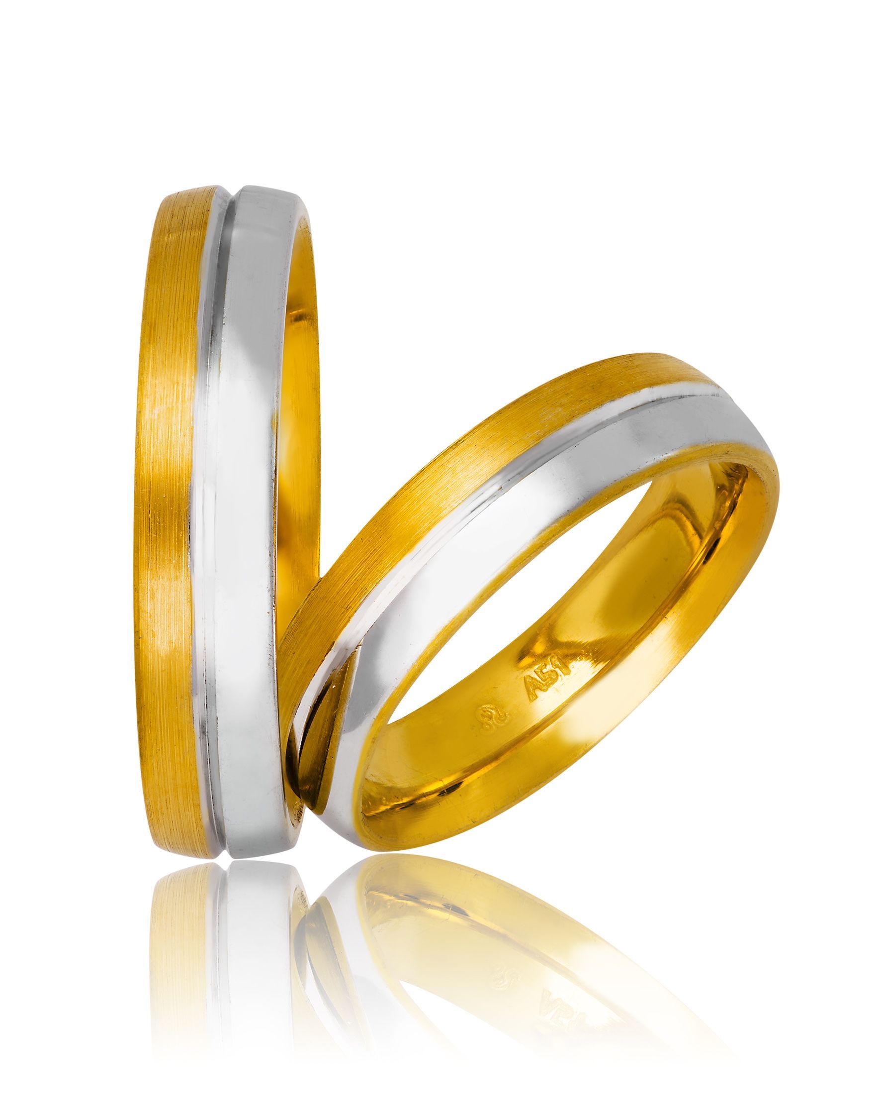 White gold & gold wedding rings 5mm (code 734)